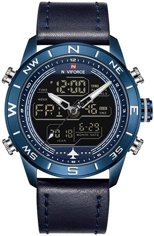 Image of Men's Waterproof Sport Watches Leather Digital Analog  