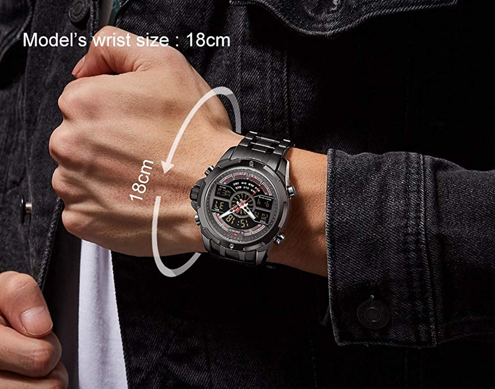 Men's Waterproof Analog Digital Watches with LED Backlight 