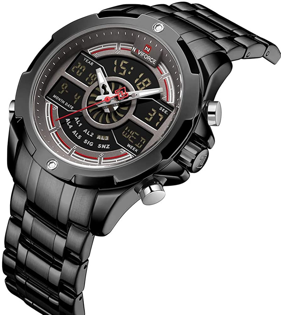 Men's Waterproof Analog Digital Watches with LED Backlight 