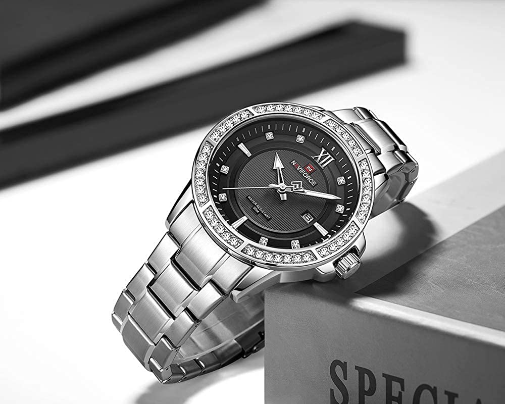 Men's Classic Diamond Watches Stainless Steel Waterproof  