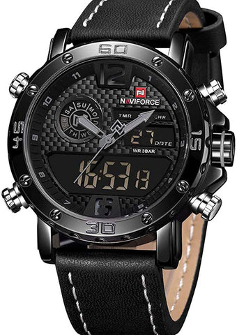 Image of Men's Waterproof Sport Watches Leather Digital Analog  