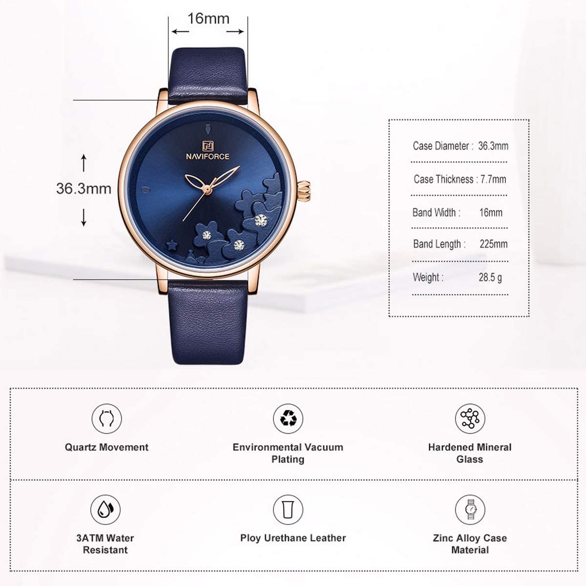 Analog Luxury Genuine Leather Watches for Women with Diamond Waterproof  