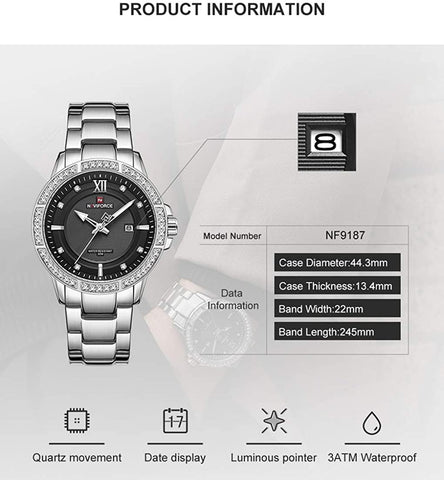 Image of Men's Classic Diamond Watches Stainless Steel Waterproof  