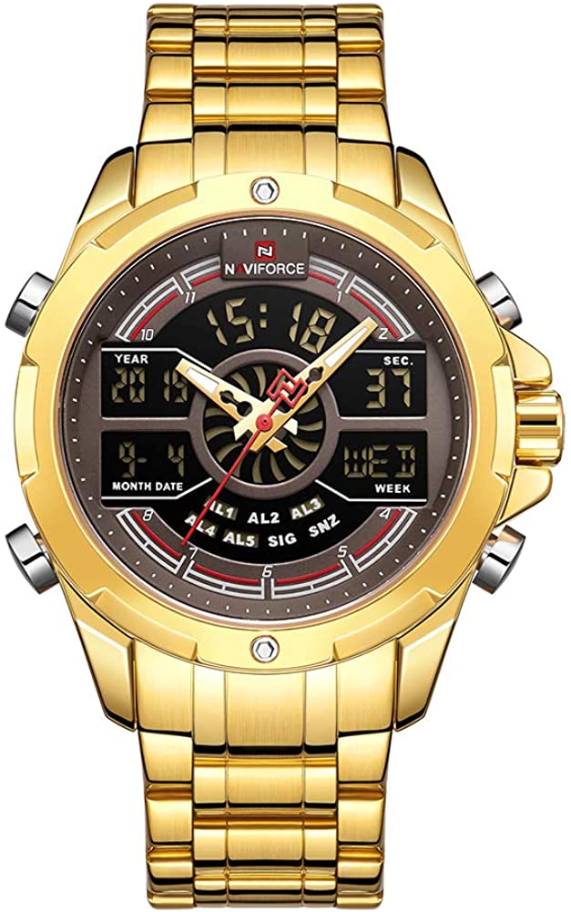 Men's Waterproof Analog Digital Watches with LED Backlight 
