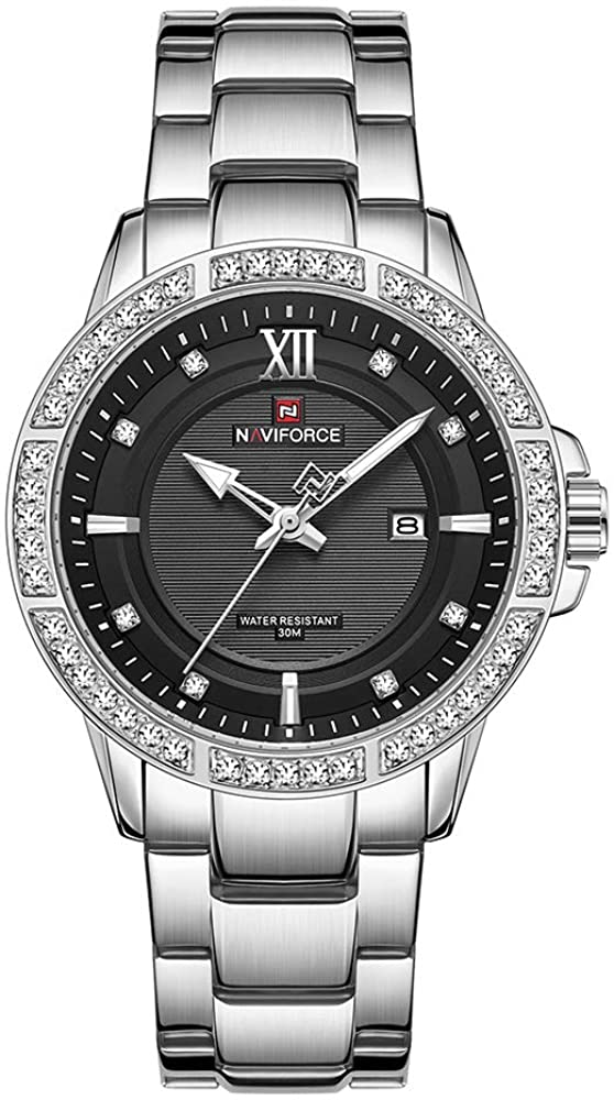 Men's Classic Diamond Watches Stainless Steel Waterproof  