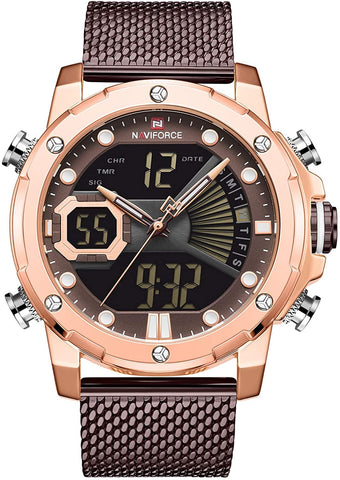 Image of Mens Digital Watches Stainless Steel Mesh Band Sport Waterproof  