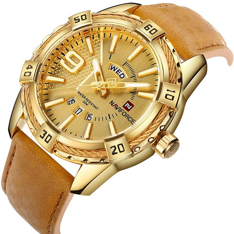 Image of Luxury Men Sports Watches Waterproof Quartz  (gold+gold)