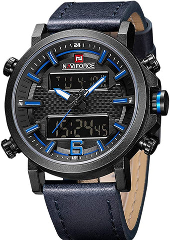 Image of Mens Digital Analog Watches Waterproof Sport Leather Band  