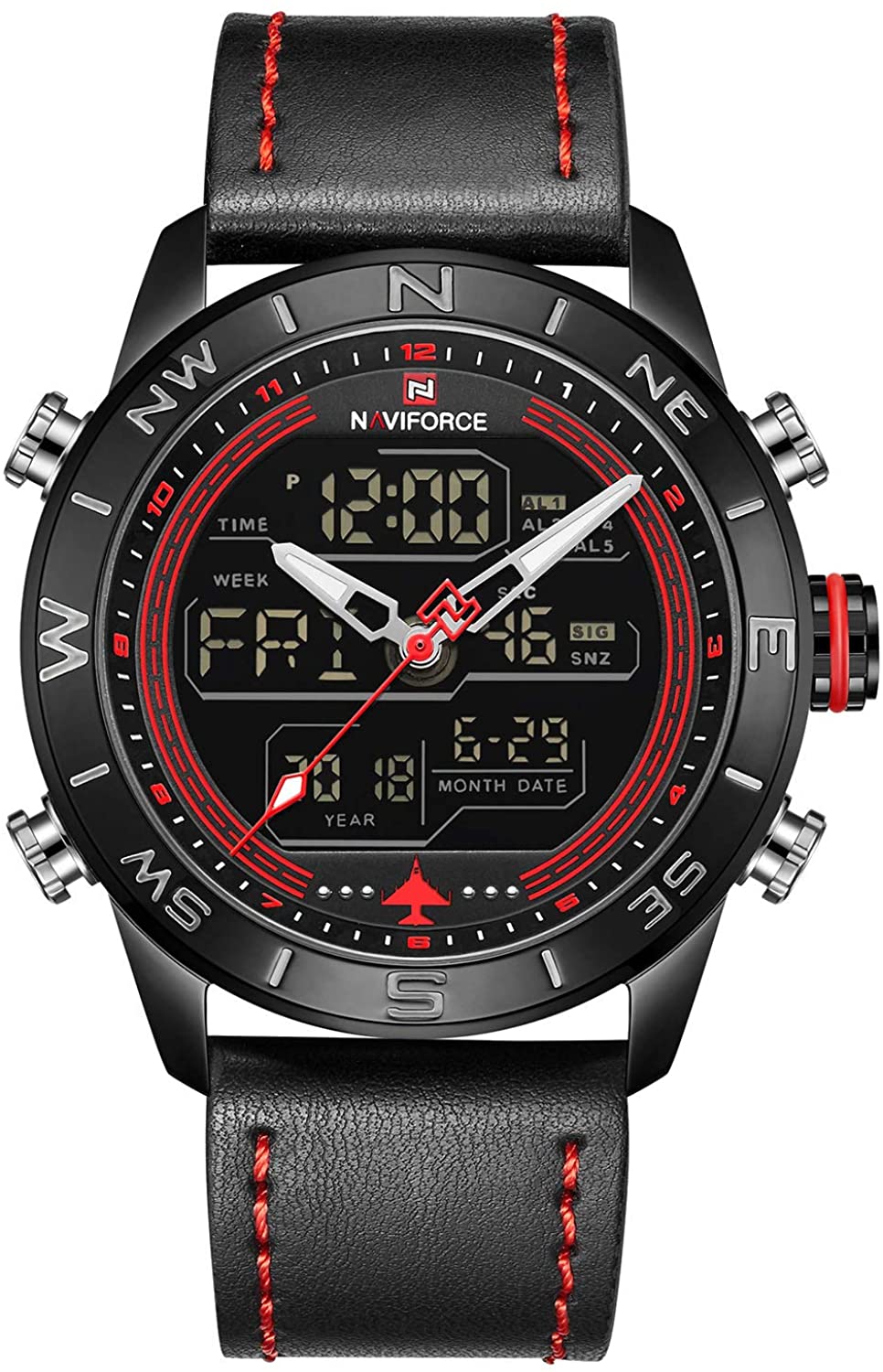 Men's Waterproof Sport Watches Leather Digital Analog  
