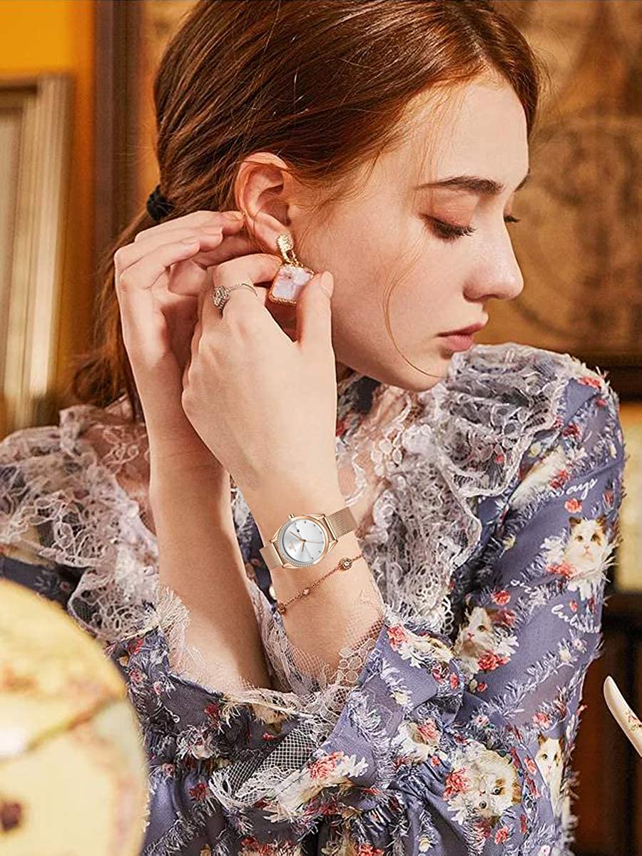 Analog Stainless Steel Watches for Women with Diamond  