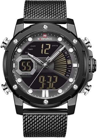 Image of Mens Digital Watches Stainless Steel Mesh Band Sport Waterproof  