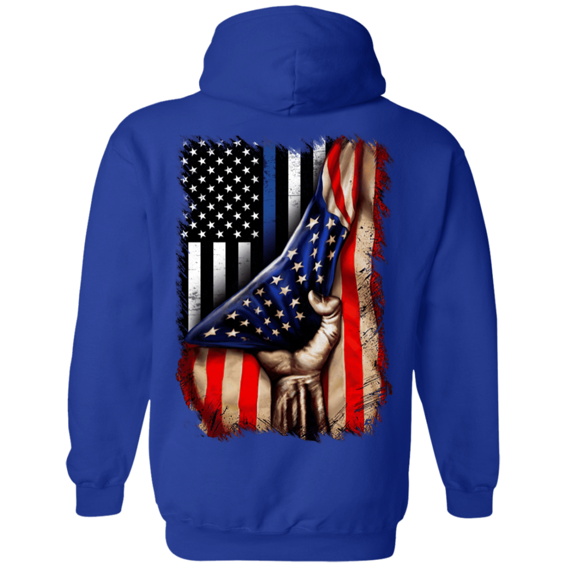 Police flag inside American flag Pullover Hoodie