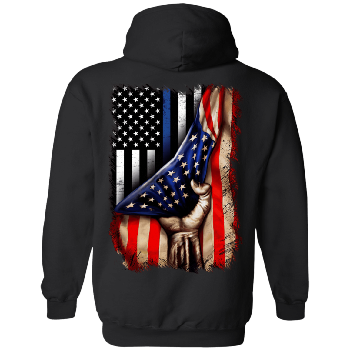 Police flag inside American flag Pullover Hoodie