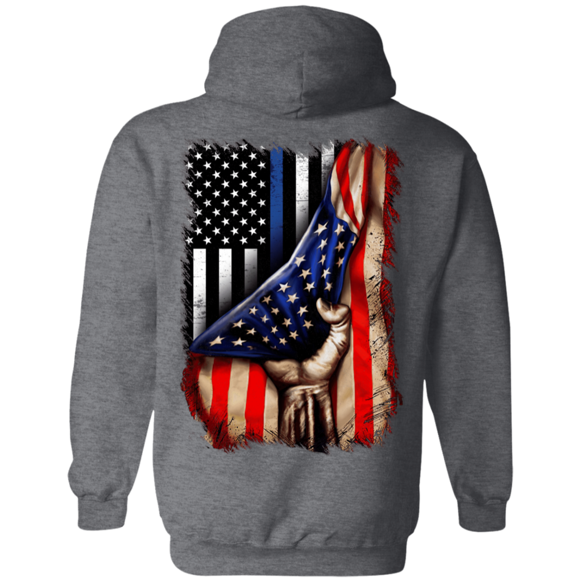 Police flag inside American flag Pullover Hoodie