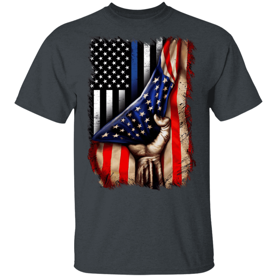 Police flag inside American flag