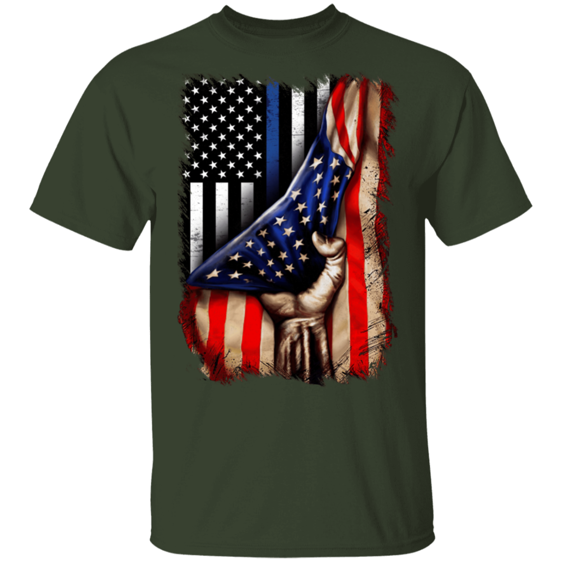 Police flag inside American flag