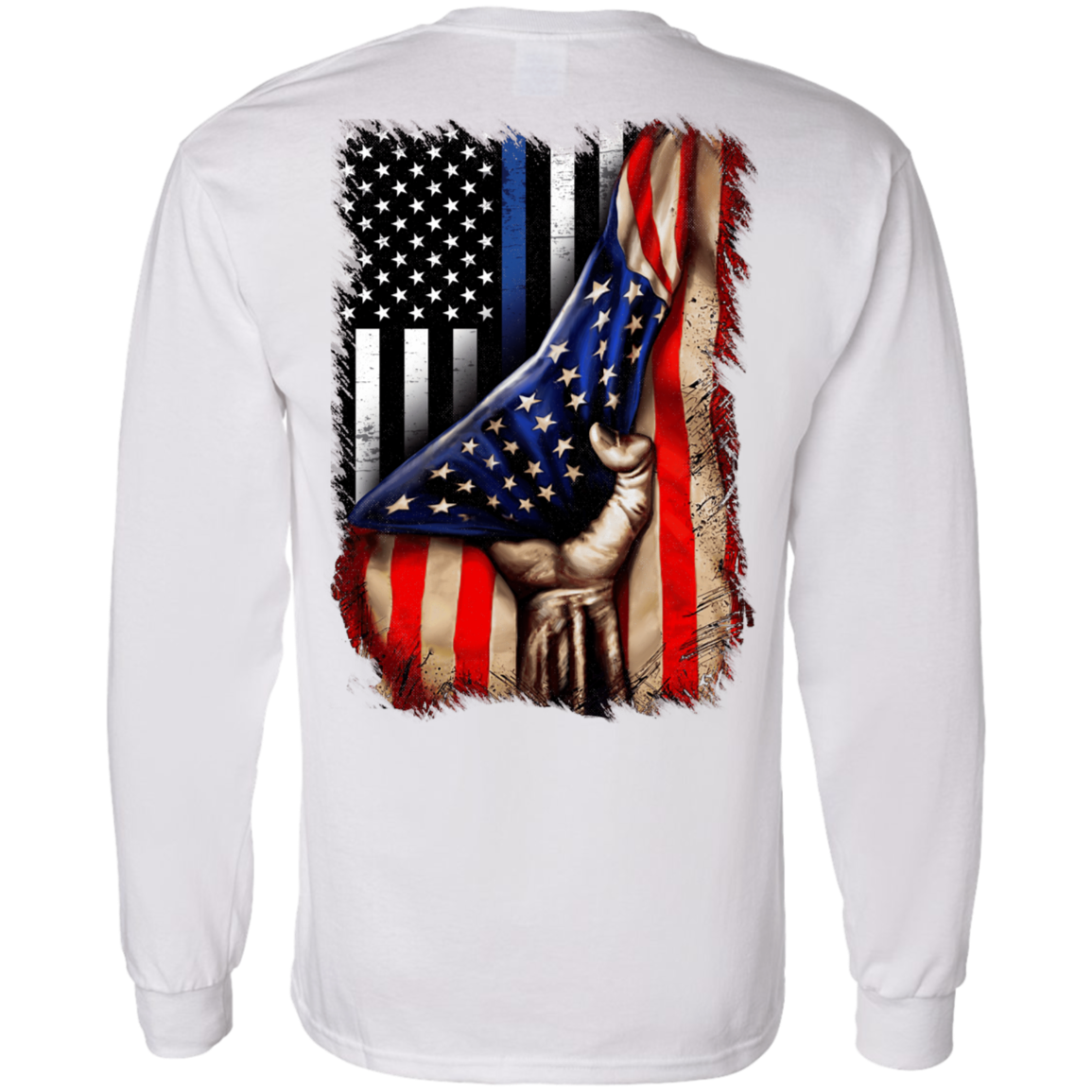 Police flag inside American flag Long Sleeve  T-Shirt