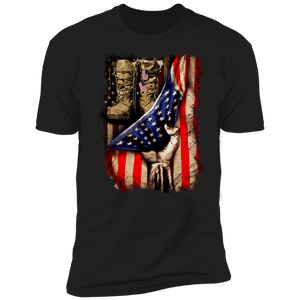 Military Boot inside American Flag  Premium Short Sleeve T-Shirt