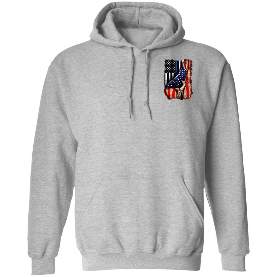 Police flag inside American flag Pullover Hoodie