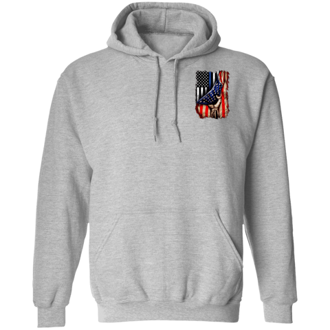 Image of Police flag inside American flag Pullover Hoodie