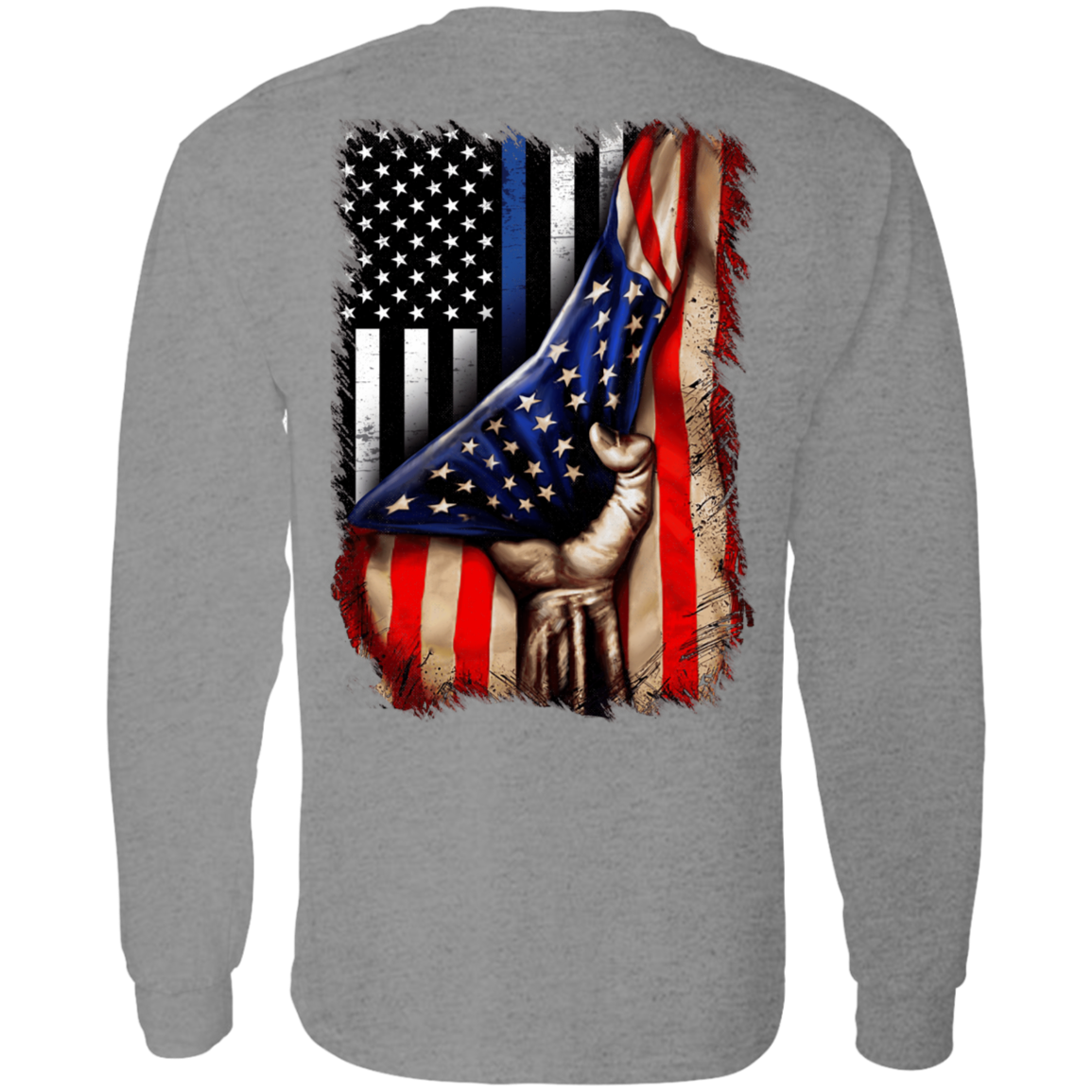 Police flag inside American flag Long Sleeve  T-Shirt