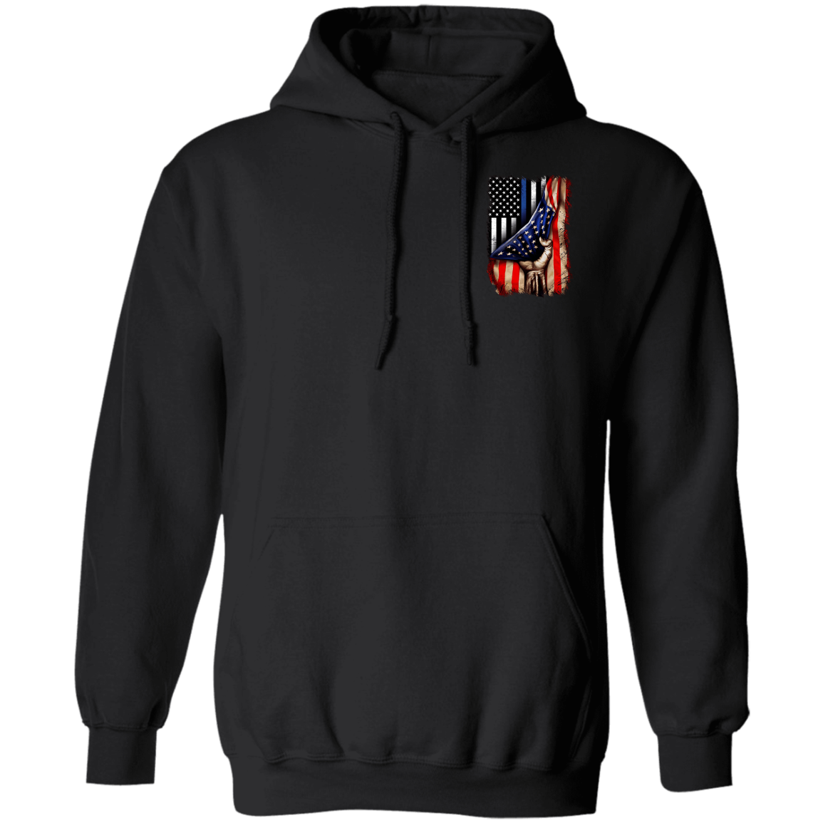 Police flag inside American flag Pullover Hoodie