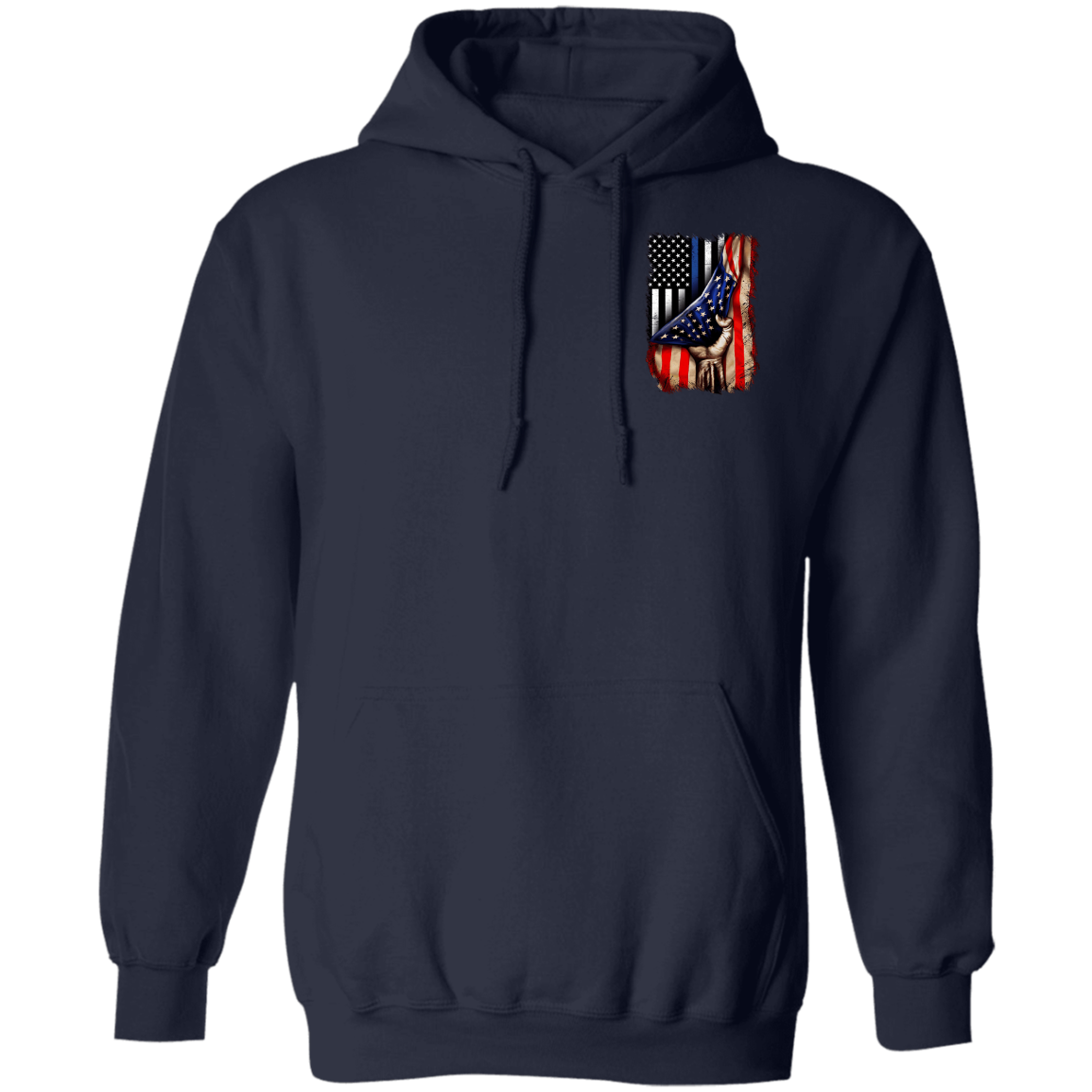 Police flag inside American flag Pullover Hoodie