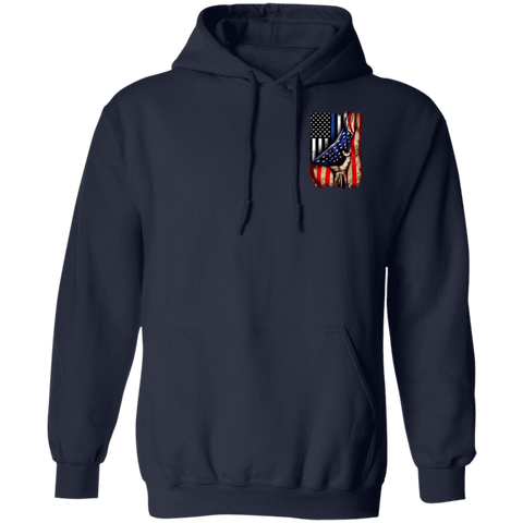 Image of Police flag inside American flag Pullover Hoodie