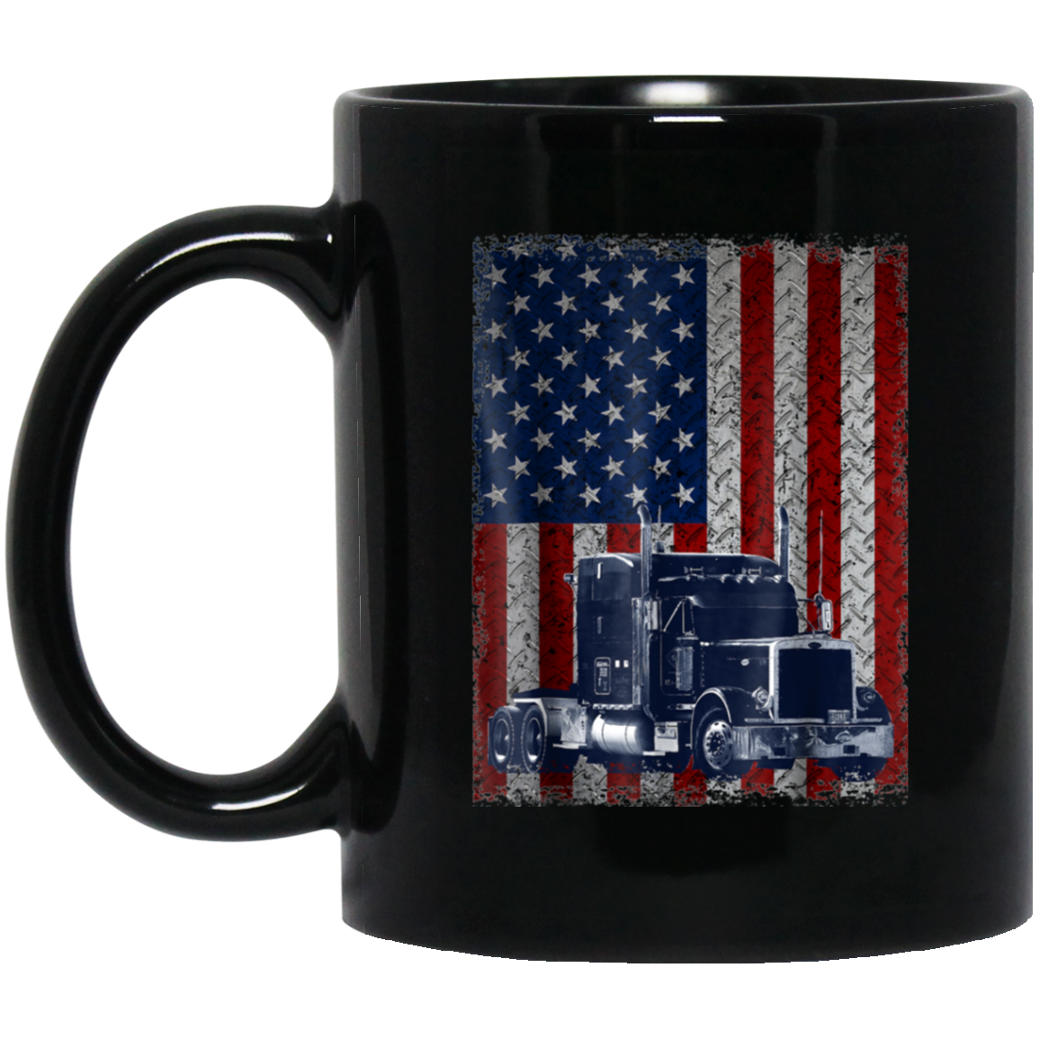 America Flag Truck 11 oz. Black Mug