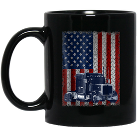 America Flag Truck 11 oz. Black Mug