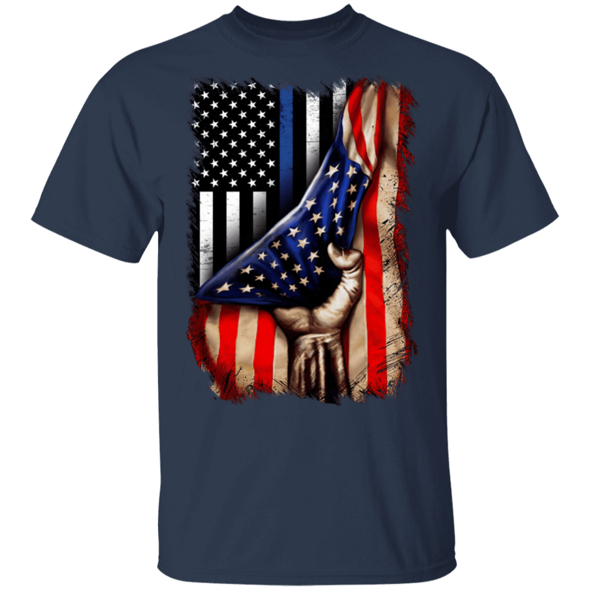 Police flag inside American flag