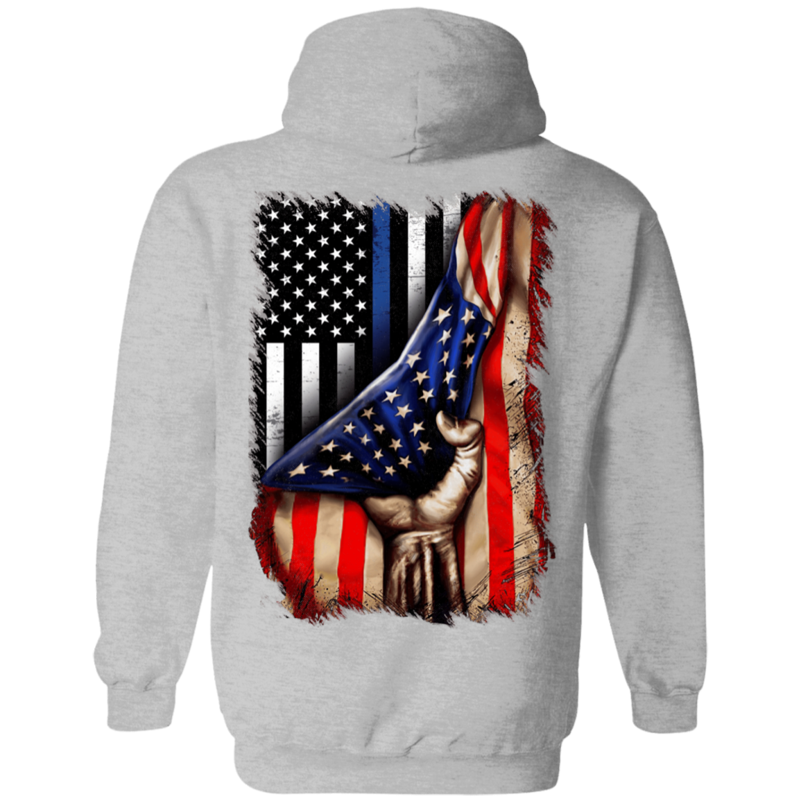 Police flag inside American flag Pullover Hoodie