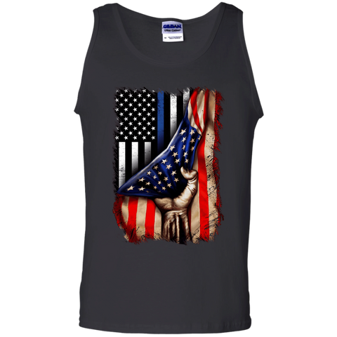 Image of Police flag inside American flag Cotton Tank Top
