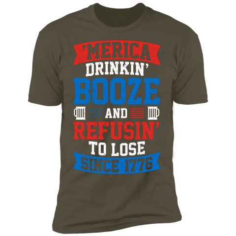 Image of America Drinking Booze Premium Short Sleeve T-Shirt