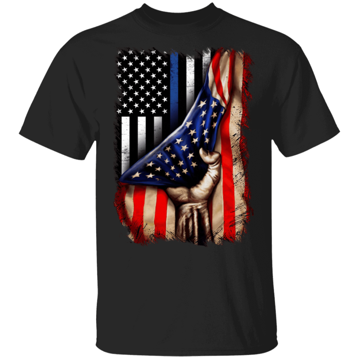 Police flag inside American flag