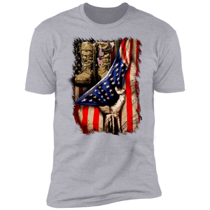 Military Boot inside American Flag  Premium Short Sleeve T-Shirt