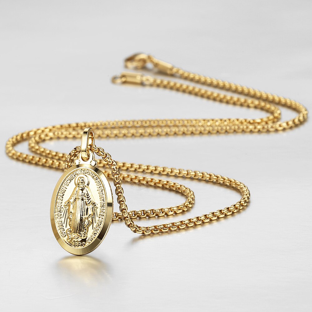 2020 New Gold Color Pendant Necklace for Women Men  Jesus Cross Queen Elizabeth Portrait Charm Fashion Jewelry Accessories GPM01