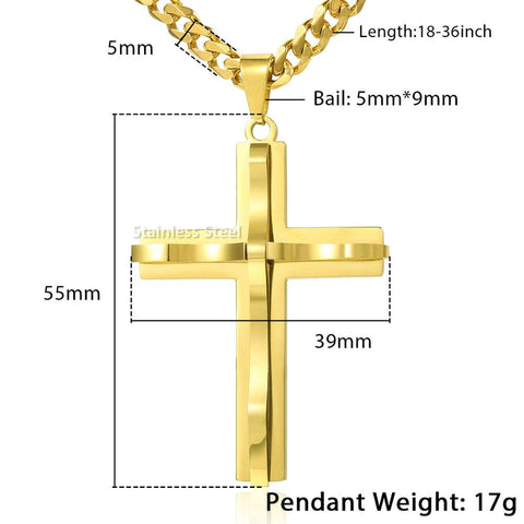 Image of Dropshipping Cross Pendant Necklace For Men Black Gold Silver color Stainless Steel Pendant Necklace Men Hip Hop Jewelry KP52