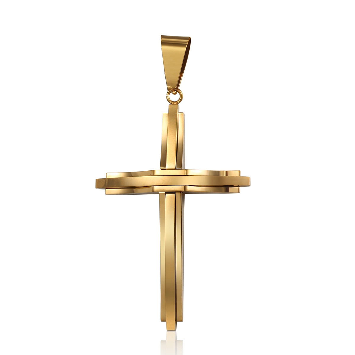 Dropshipping Cross Pendant Necklace For Men Black Gold Silver color Stainless Steel Pendant Necklace Men Hip Hop Jewelry KP52