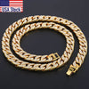 Hiphop 14mm Iced Out Paved Rhinestones Necklack Yellow Gold Filled Miami Curb Cuban Chain CZ Rapper For Men Jewelry GN432