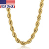 New Fashion Twisted Rope Link Chain Gold Tone Stainless Steel Necklace for Men Unisex Chain Jewelry Gifts 22inch 3-7mm KNM178A