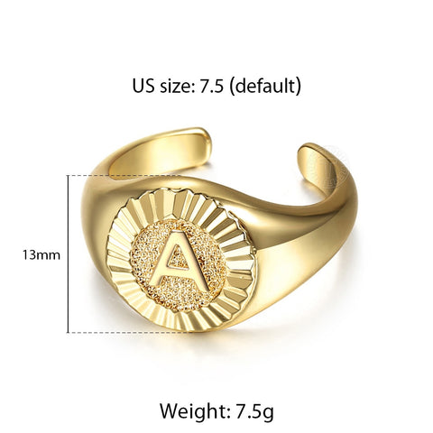 Image of Unique Design 26 Letter Signet Ring for Women Chunky Gold Color Initial Open Finger Rings Female Jewelry Gift Dropshipping GR67A