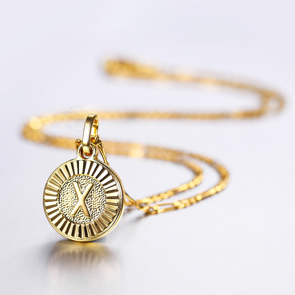 New Initial letter Name Pendant Necklace Gold 26 Letters Round Charm for Women Men Wholesale Pendant Jewelry GP418