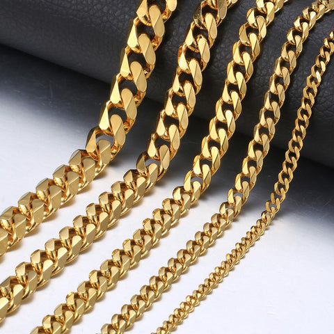 Image of Cuban Link Chain 3 To 11MM Choker Anti Allergy Stainless Steel Necklace for Women Girls Minimalist Jewelry 16inch Dropshipping