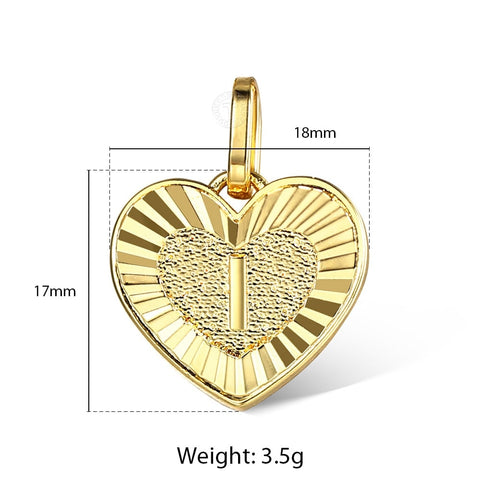 Image of New Heart Initial Letters Pendant A-Z 26 Charm For Women Men Gold Color Love Letter Fashion Jewelry Accessories GP419C