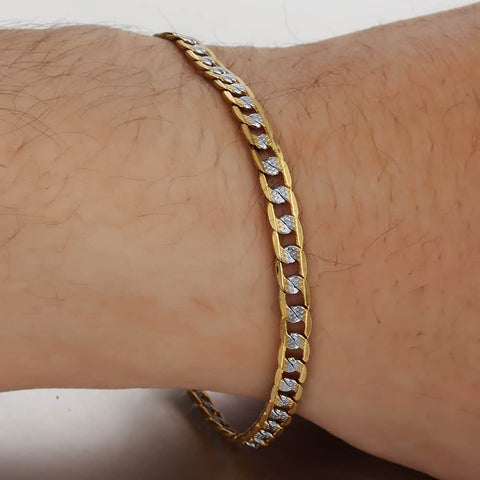 Image of Men's Bracelet 4mm 6mm Cuban Link Chain Yellow Gold Mix Silver Color Bracelet for Women Men fashion 2020 Jewelry Gift GB94A