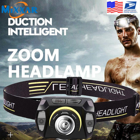 Image of EZK20 5 Modes XPG LED Red Light Headlamp Built-in Battery Headlamp Rotate Zoom USB Sensor Headlight for Running