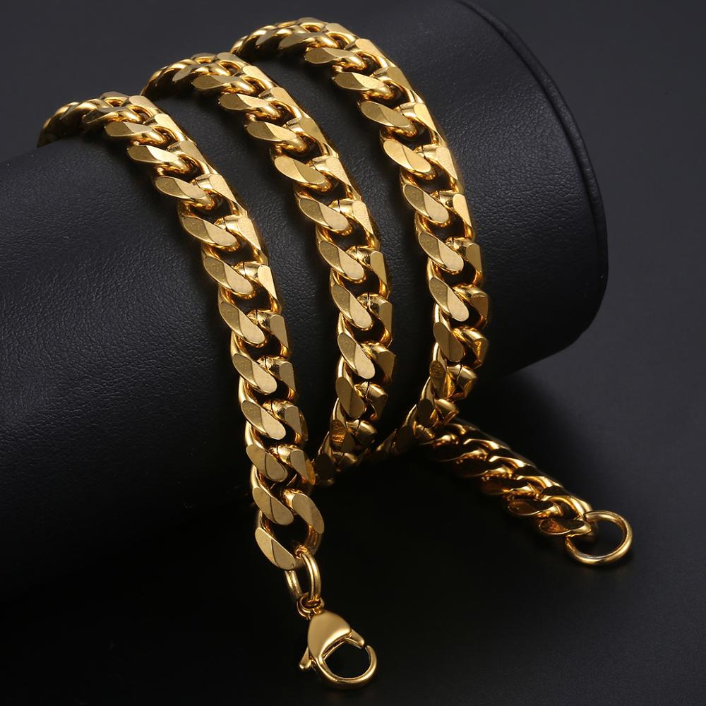 Cuban Link Chain 3 To 11MM Choker Anti Allergy Stainless Steel Necklace for Women Girls Minimalist Jewelry 16inch Dropshipping