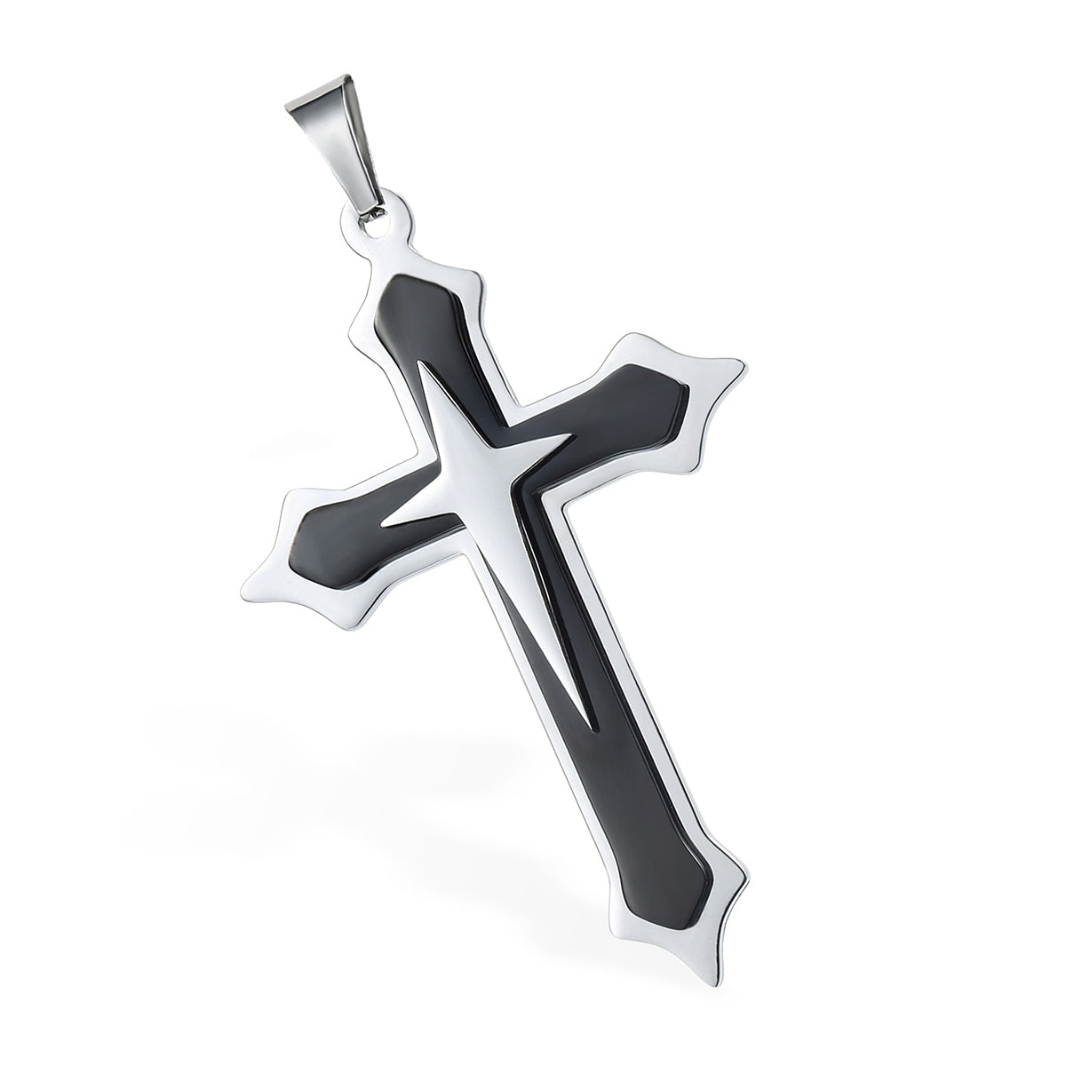 Dropshipping Cross Pendant Necklace For Men Black Gold Silver color Stainless Steel Pendant Necklace Men Hip Hop Jewelry KP52