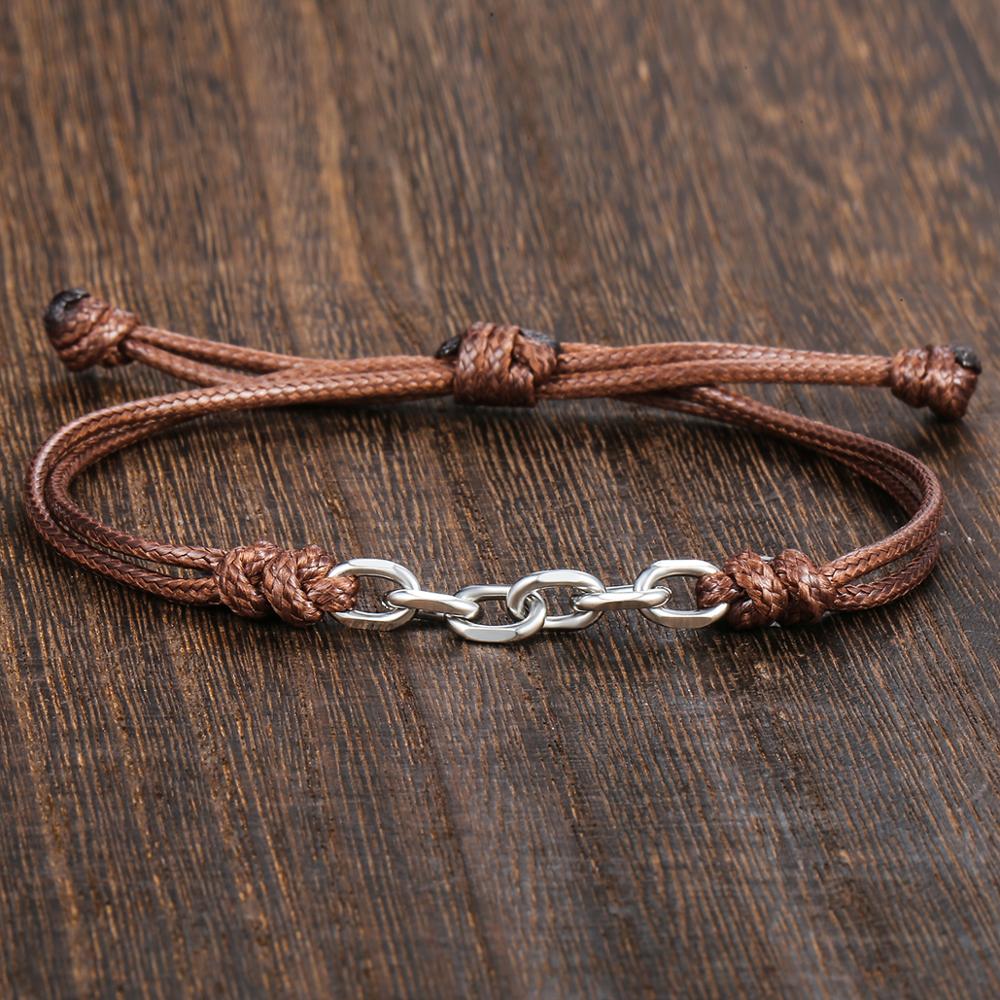 Fashion Cable Curb Link Chain Leather Stainless Steel Bracelet for Womens Mens Adjustable Casual Bracelet US stock DLB01